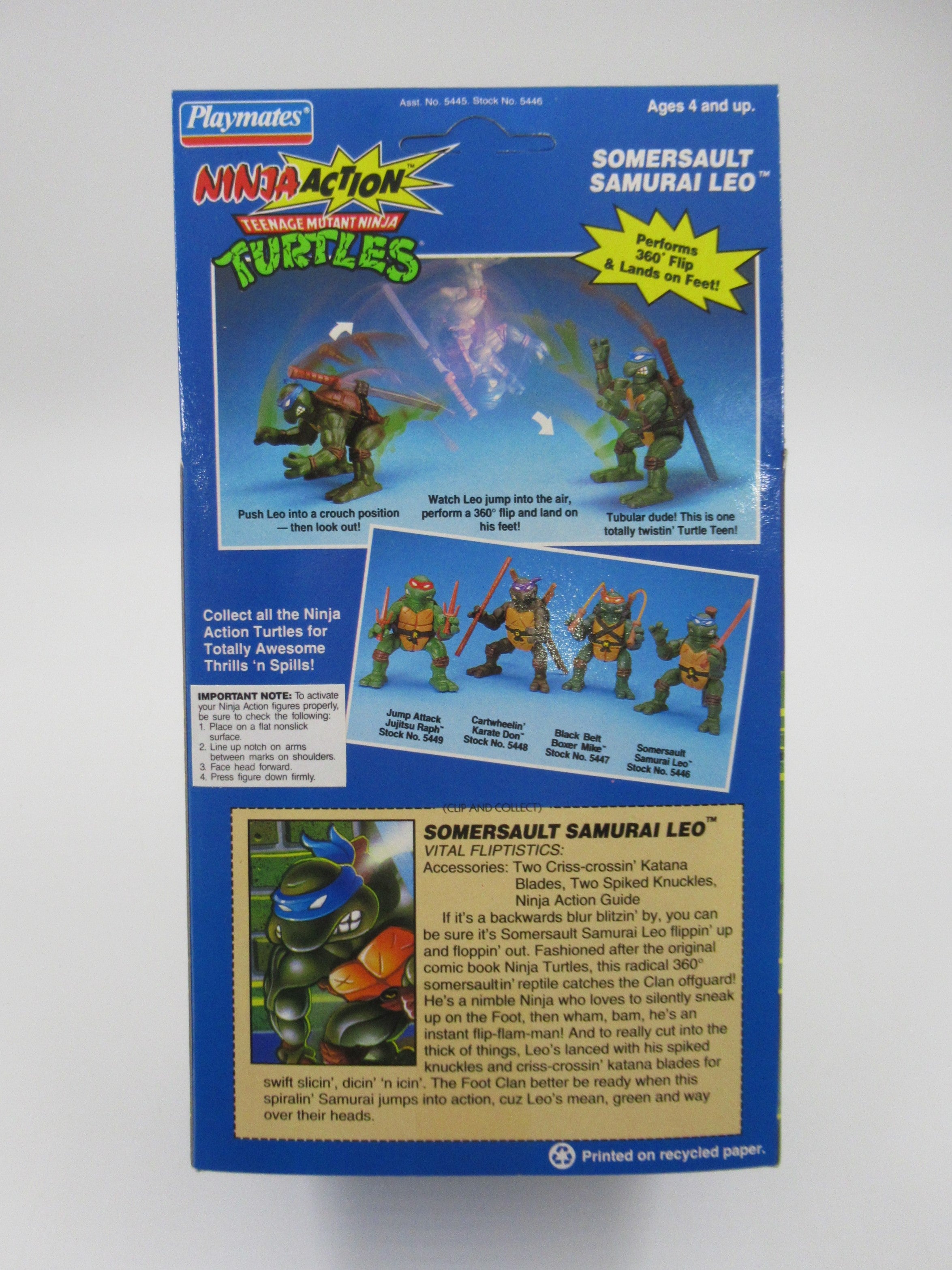 Teenage Mutant Ninja Turtles Somersault Samurai Leo Ninja Action 5" Figure TMNTs - Playmates (1993)